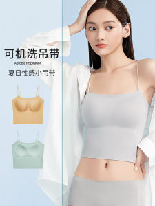 เสื้อชั้นในแบบเกาะอกแบบสวมคู่สำหรับผู้หญิงในฤดูร้อน ไร้โครง เส้นใยไนลอน ไร้โครง บาง กระชับหน้าอกเล็ก เสื้อกั๊กแบบสวมคู่