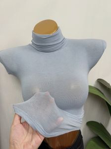 Really Comfortable and Easy to Wear! South Korea Ins Half Turtleneck Sleeveless Vest Womens Thin with Transparent Underwear T-shirt Top 2023