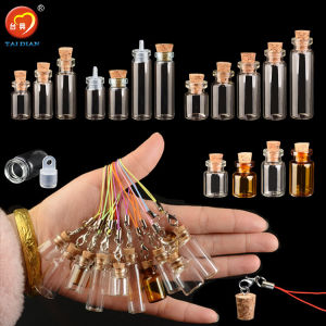 Cute Mini Glass Bottle Pendant Necklace Sealed with Wooden Stopper Wish Bottle Drifting Bottle Creative Home Decor Lucky Star/Bottle