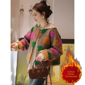 Elegant Warmth Womens Coat Fashionable French Style with 3D Floral Embroidery