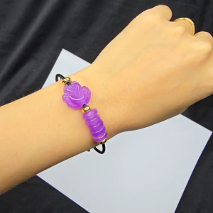 Q1541 Vòng ngũ điếu hồ ly Cẩm Thạch Tím cho mệnh Hoả và Thổ - Phong Thuỷ TUDO