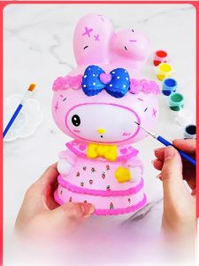 Large Size DIY Handmade Doll Coloring White Mold Toy for Children Graffiti Drawing Ceramic Dolls Toy Stands Plastic Model Kit