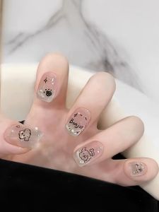 Nhựa Giả Tay Ngắn Thủ Công Pure Handmade Man Disc Nail Art Dây Chuyền Hoạt Hình Mèo Mắt Tùy Chỉnh Rời Light Therapy False Nails