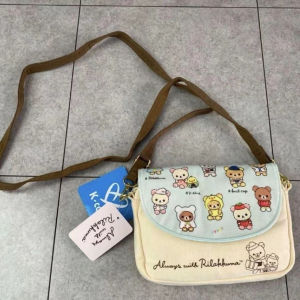 Cute Bear Crossbody Bag Vintage Korean Style Mobile Phone Coin Storage Pouch Casual Leisure Canvas Cartoon Pattern Backpack