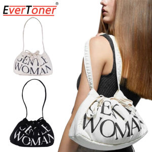 EverToner Women Shoulder Bags Tote Bags Drawstrings Bag Sling Bags GentleWoman GW Letter Printing Semi Dumpling Bags