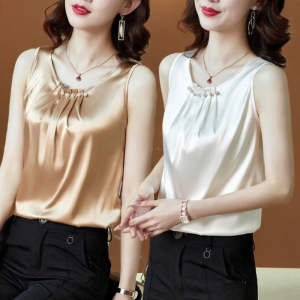 Lieoyuarn | Versatile Lace Trimmed Satin Vest for Summer Wear