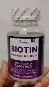 Xemenry Biotin Collagen and Keratin Beauty Complex 25000 mcg 120 softgels Hair Growth Strong Nails Radiant Skin Healthy Bones