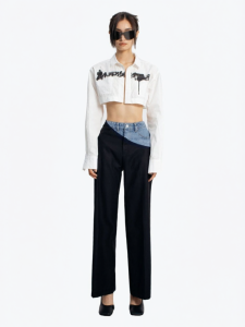 ANN ANDELMAN | Celebrity Favorite Patchwork Wide Leg Straight Trousers
