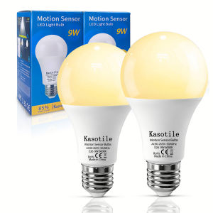 Kasotile Dusk to Dawn Light Bulbs 9W 12W Auto On Off Lamp Bulb Cold Warm White Motion Sensor Bulb for Garage Stairs Porch