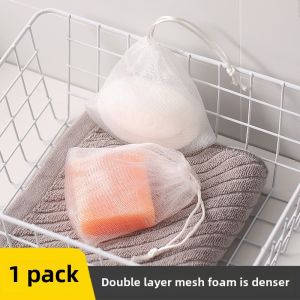 Double Layer Thickened Handmade Soap Bag Foaming Net Bath Cream Soap Storage Net Bag Facial Wash Milk Soap Organizer