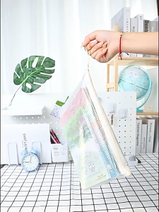 Beg Dokumen A3/A4/A5/A6/B4/B5 Zipper File Clear Document Bag Waterproof Mesh Pouch Folder Storage Organizer 文件袋