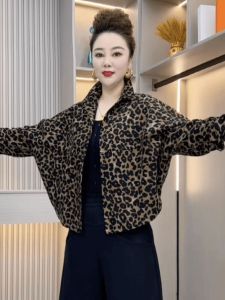 Early ฤดูใบไม้ร่วง แขนยาว Batwing เสื้อแจ็คเก็ต ผู้หญิง ทันสมัย พิมพ์เสือดาว หลวม พรางหุ่น ผ้าคลุมเนื้อขนาดใหญ่ ลำลอง หลากหลาย เปิด คาร์ดิเกน