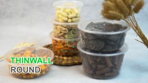 [10 PCS] Thinwall Mangkok Bulat Datar Round + Tutup 450ml tempat Makanan Wadah Plastik Baso Mie Bubur