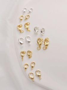 14K Copper Bag Gold Color Protection Double Ring Single Ring Lobster Buckle Connection Buckle Necklace Bracelet Tail Buckle DIY Handmade Ornament Gold Plated