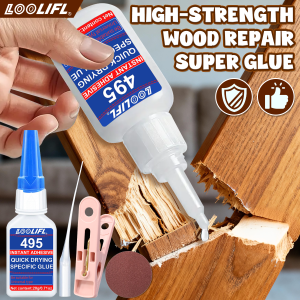 LOOLIFL- Super Wood Glue 495/1-5/20g Metal Glue is transparent and odorless which strongly bonds metal/plastic.