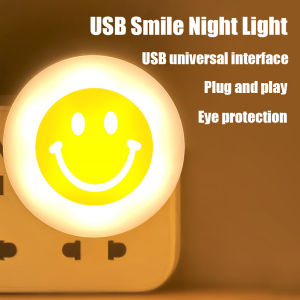 [1-3 Days Delivery] USB Plug Smile Led Light 5V Pocket Mini LED Night Light Lamp Power Bank Charging USB Book Lights Reading Eye Protection Lamps PhIeo