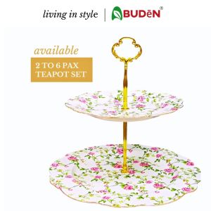 Porcelain Dessert Tray 2 Tier English Style 3 Tier Dessert Tray Serveware Flower Dessert Plate European Pastry Tray Cookies Serving Plates Cakes Tier Tray Afternoon Tea Serving Tray Snack Tray Cake and Tiered Stands