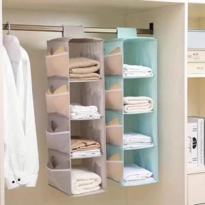 Hanging Clothing Storage Bag Hanging Wardrobe Organizer Bag Multi-Functional Household Multi-Layer Foldable Hanging Storage Bag