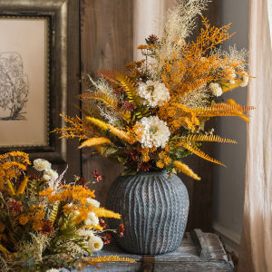 Qiujiao Designer Bouquet Artificial Flower Upscale Retro Entrance Decoration Living Room Floriculture Hotel Decorative Fake Flower Furnishings