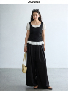 JULULOOK | Bộ Đồ Dạng Hai Mảnh Dành Cho Người Béo Túi Tay Xòe Nâng Vòng Eo