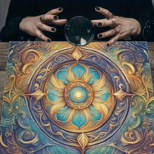 Blue Gold Exquisite Mandala Tablecloth 1 Piece Home Divination Altar Tablecloth