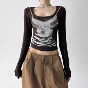 MUYUZI | Retro American Style Slimming Long Sleeve T-shirt