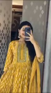 [PRE-ORDER] Size M To 2XL Pure Cotton Anarkili Suit with Afghani Pent and Dupatta Set~ Delivery Lead Time : 10 days