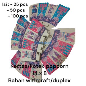 Kertas kotak popcorn 18 x 4 bahan withcraft/duplek
