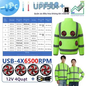 Áo Làm Mát USB AKOOUS 6500 RPM 12V/5V Với 3 Quạt Dành Cho Nam & Nữ Làm Việc Ngoài Trời Câu Cá Áo Điều Hòa Không Khí Chất Liệu Polyester