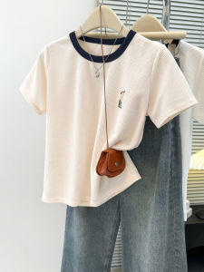 MISHANGYICHU | Korean Style Elegant Waffle Short Sleeve T-shirt Slim Fit