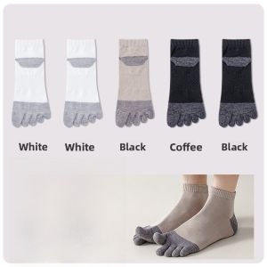 miiow | Mens Mid-Calf Breathable Socks Anti-Odor Antibacterial Five-Finger High Elasticity Non-Slip Sweat Absorbent Short Socks