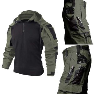Tactical Military Uniform Set Breathable Frog Shirt + Multi-pocket Cargo Pants Wear-resistant Combat Suit for Airsoft Hunting