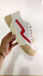 SEPATU PATROBAS CLOUD LOW WHITE RED ( SIZE 35 - 45 ) - Sneakers Canvas Made in Indonesia