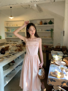NIHAOKANONG | Đầm Dài A-line Mới Hè Đèn Pin Vai Nịt Eo