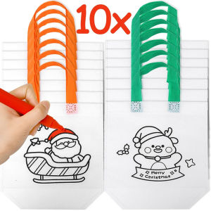 Dizoey 10-1Pcs Merry Christmas Paper Gift Bags Santa Claus Candy Cookie Packing Bags Navidad Decoration Noel Christmas Party Supplies