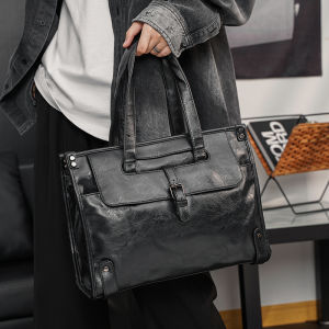กระเป๋าถือหนังแฟชั่นสำหรับผู้ชาย กระเป๋าสะพายไหล่ข้างเดียวแบบลำลอง กระเป๋าใส่เอกสาร กระเป๋าสะพายไหล่แบบลำลอง กระเป๋าสะพายข้างหนัง PU