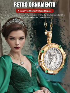💖Ancient coins Goddess green pendant Greek ancient coin pendant Old DIY accessories Vintage luxury