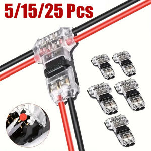 5/15/25Pcs 2-Way Low Voltage Universal Compact T-Type Wire Splitter Connector Tool-Free Wire Connector Quick Splicing Wire Connection Connector