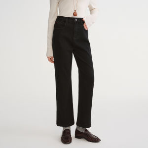 DUSHU | High Waist Retro Straight Leg Thin Fleece Stretchy Flattering Winter Trousers