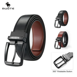 AUOTE Men Belt Outdoor Simple Belt Pin Buckle Belt Rotating Buckle Second-layer Cowhide Waistband Double-Sided Two-Color Belt Youth Sports Pant Belt Simple Nice Waistband
