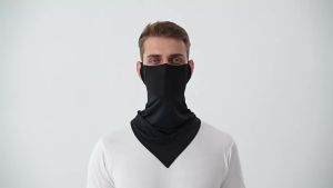 Cycling Sun Protection Face Mask Breathable Ice Silk Hanging Ear Triangular Neck Gaiter for Men Cycling Fishing