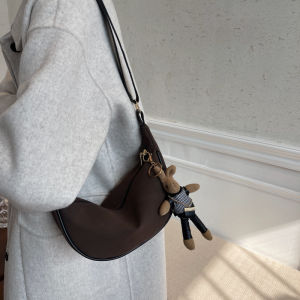 Retro Trendy Womens Crossbody Bag Autumn Winter New Style Versatile Small Size Shoulder Bag PU Material Dumpling Shape