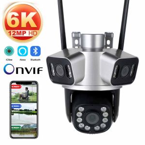 6K 12MP WiFi Surveillance Camera 3Lens 3 Screens Digital Zoom AI Human Detect ONVIF 8MP Outdoor Security PTZ IP Cameras