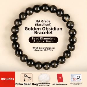 JIZHAOTANG | Natural Gold Obsidian Cats Eye Hand Chain