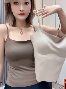 2024 Autumn Winter Womens Seamless One-Piece Anti-Light Camisole Slimming Underwear Tank Top Outerwear Base Shirt