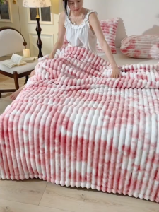 Milk Fleece Blanket Striped Tie-Dye Blanket Flannel Blanket