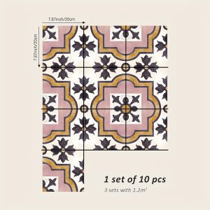 Clearance 10PCS Printed tiles pattern thickened self-adhesive waterproof floor stickers living room bedroom home decoration stic