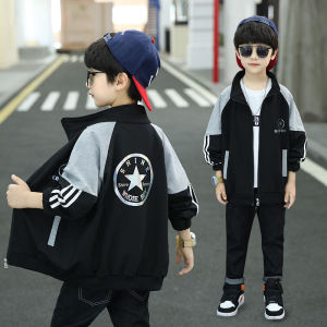 เสื้อแจ็คเก็ตกีฬาสำหรับเด็กชาย ฤดูใบไม้ผลิและฤดูใบไม้ร่วง เสื้อคลุมกีฬาสำหรับเด็กชาย วัสดุผ้าฝ้ายโพลีเอสเตอร์ ปกติ