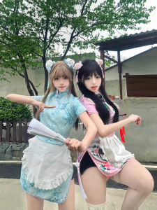 New Chinese Style Cheongsam Dress Halloween Christmas Cosplay Uniform Soft Girl Maid Skirt Short Cheongsam Daily Wear