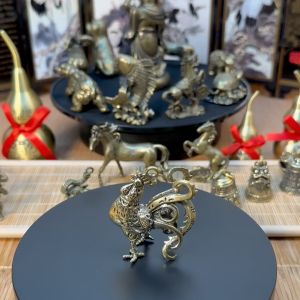 Tượng Đồng Thau Hình Gà Trống Cổ Điển - Kích Thước: 4.4 x 5.6cm